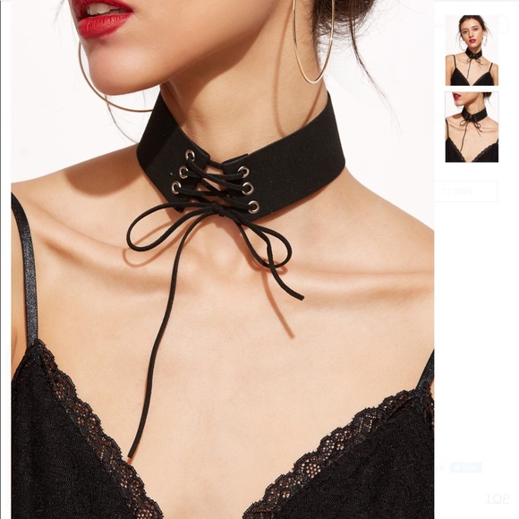 Lace Up Choker - Picture 3 of 6